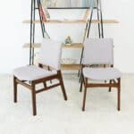 Grey Fabric Upholstered Dining Chairs Mid-Century Modern (Set of 2) 8 Grey Fabric Upholstered Dining Chairs Mid-Century Modern (Set of 2)