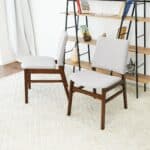 Grey Fabric Upholstered Dining Chairs Mid-Century Modern (Set of 2) 9 Grey Fabric Upholstered Dining Chairs Mid-Century Modern (Set of 2)
