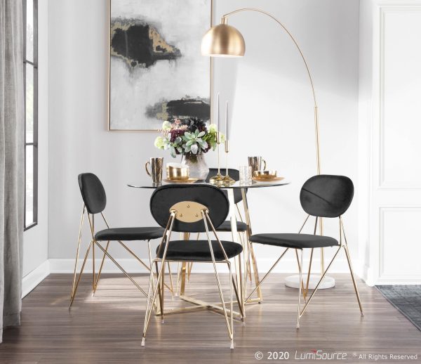 Gwen Gold Black Velvet Glam Contemporary Chairs Set of 2 1