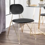 Gwen Gold Black Velvet Glam Contemporary Chairs (Set of 2)