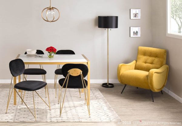 Gwen Gold Black Velvet Glam Contemporary Chairs Set of 2 3