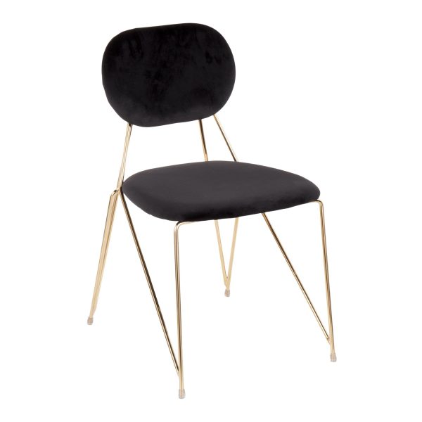 Gwen Gold Black Velvet Glam Contemporary Chairs Set of 2 5