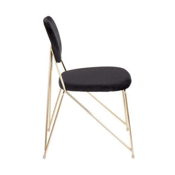 Gwen Gold Black Velvet Glam Contemporary Chairs Set of 2 6