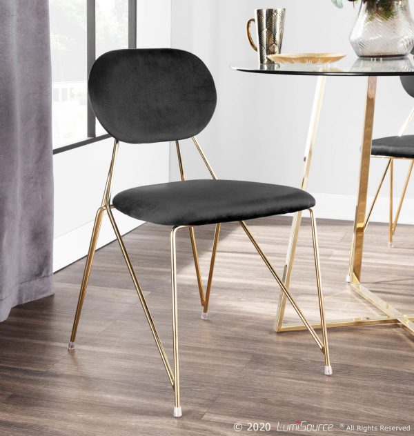 Gwen Gold Black Velvet Glam Contemporary Chairs Set of 2