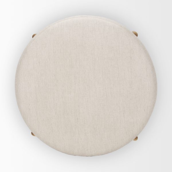 Gwynn Beige Fabric w Light Brown Wood Ottoman 5