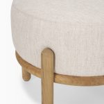 Gwynn Beige Fabric w/ Light Brown Wood Pouf