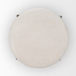 Gwynn Oatmeal Fabric w/ Dark Brown Wood Ottoman