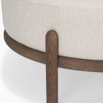 Gwynn Oatmeal Fabric w/ Dark Brown Wood Ottoman