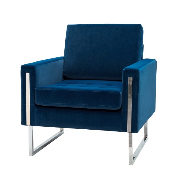 Gyaros Navy Velvet Tufted Accent Club Chair 1