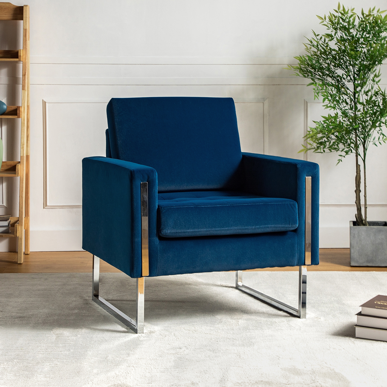 Gyaros Navy Velvet Tufted Accent Club Chair 1 Gyaros Navy Velvet Tufted Accent Club Chair