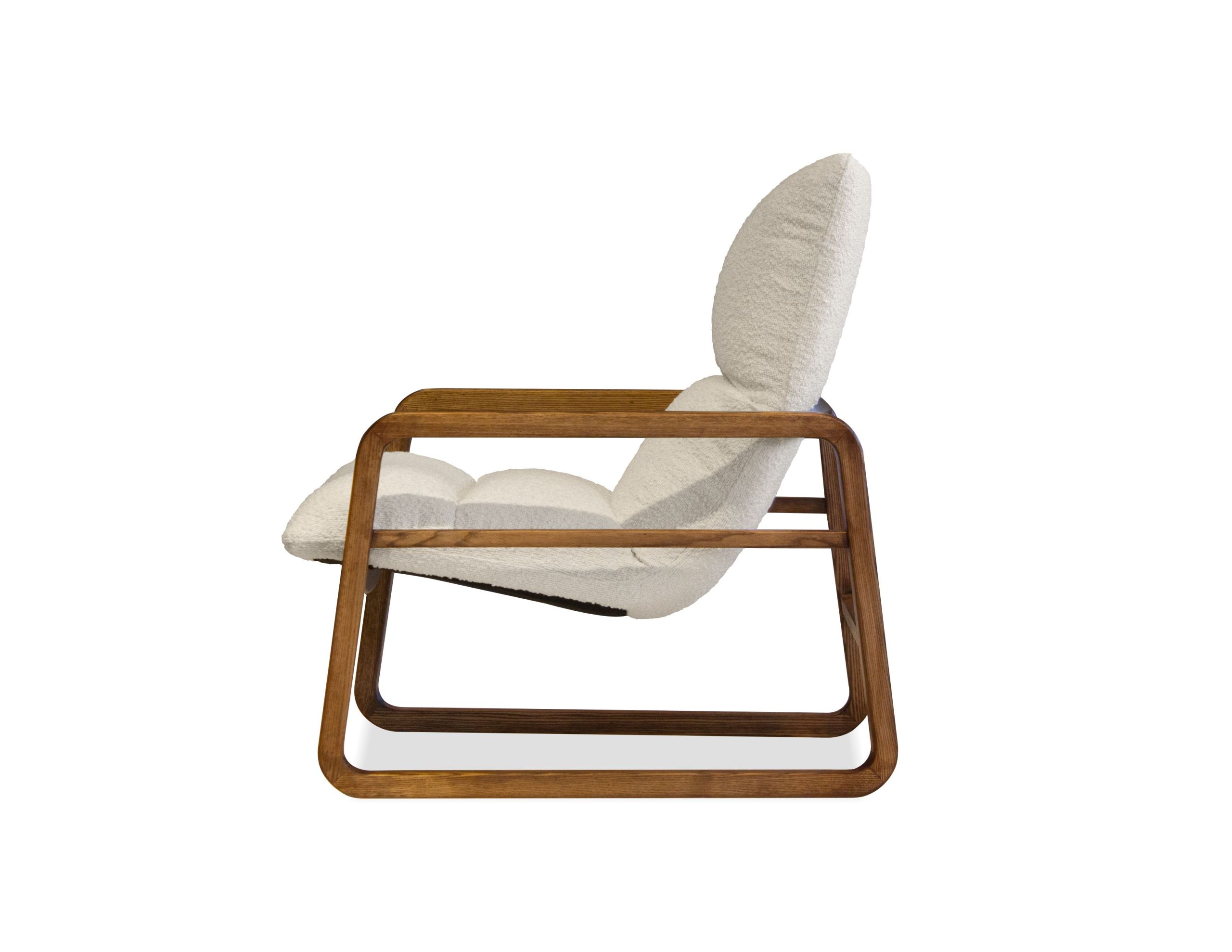HANS Leather Lounge Chair Walnut Ash Wood Frame 3 HANS Leather Lounge Chair Walnut Ash Wood Frame - Image 3