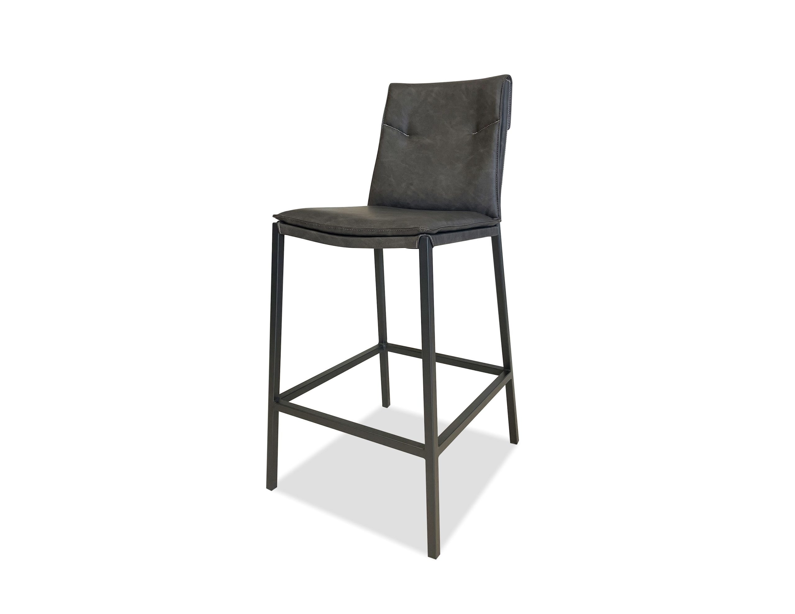 HARRIS Grey Leatherette Counter Stool Black Steel Base 1 HARRIS Grey Leatherette Counter Stool Black Steel Base