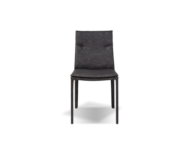 HARRIS Vintage Grey Leatherette Low Back Dining Chair 1 2
