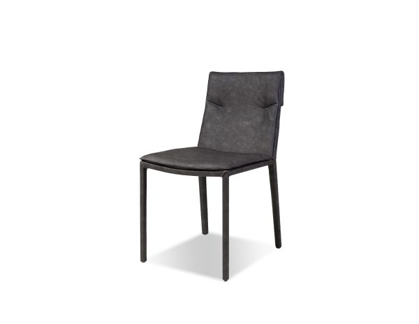 HARRIS Vintage Grey Leatherette Low Back Dining Chair 4