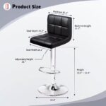 Adjustable Black Faux Leather Swivel Barstools with Footrest (Set of 2)