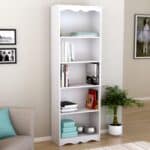 White Tall 72-Inch Bookcase with Soft Arches and Shelves