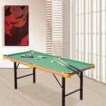 Compact 54-Inch Green Fleece Pool Table Set (Set of 1)