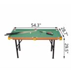 Compact 54-Inch Green Fleece Pool Table Set (Set of 1)