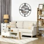 Rustic 32-Inch Roman Numeral Wall Clock Black Metal Wood