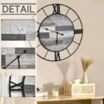 Rustic 32-Inch Roman Numeral Wall Clock Black Metal Wood