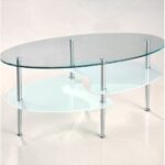 Modern Oval Glass Coffee Table with Frosted Shelves and Chrome 3 Modern Oval Glass Coffee Table with Frosted Shelves and Chrome