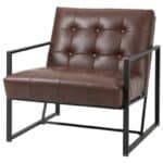 Industrial Faux Leather Tufted Accent Chair with Metal Frame Brown 6 Industrial Faux Leather Tufted Accent Chair with Metal Frame Brown