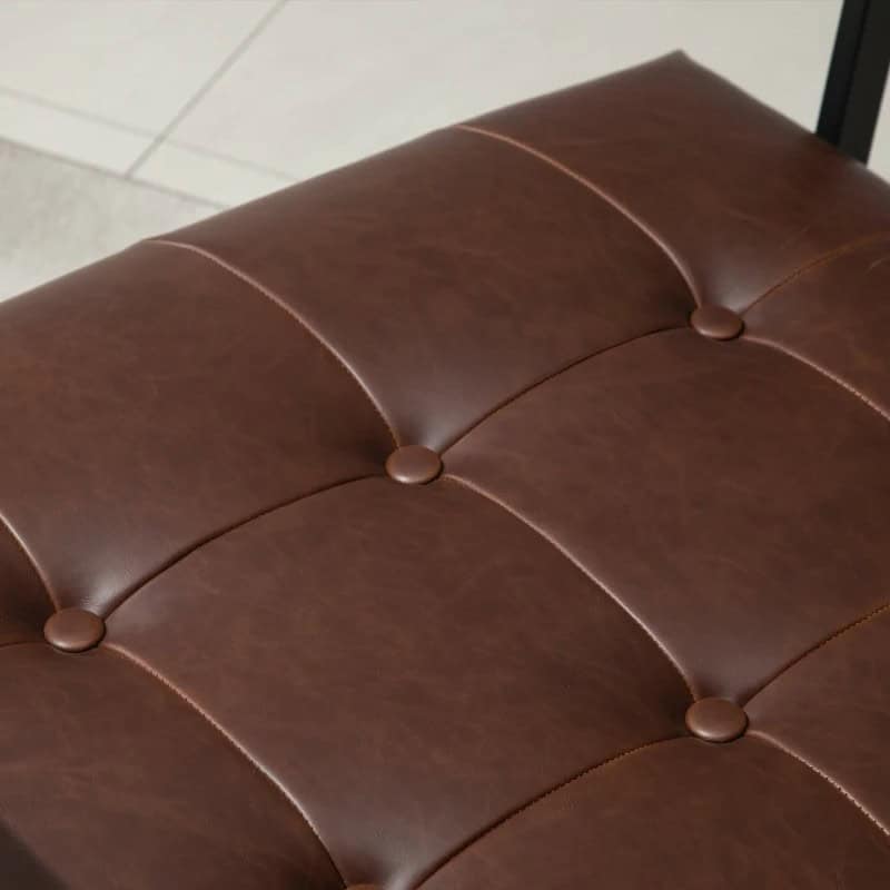 Industrial Faux Leather Tufted Accent Chair with Metal Frame Brown 4 Industrial Faux Leather Tufted Accent Chair with Metal Frame Brown - Image 4
