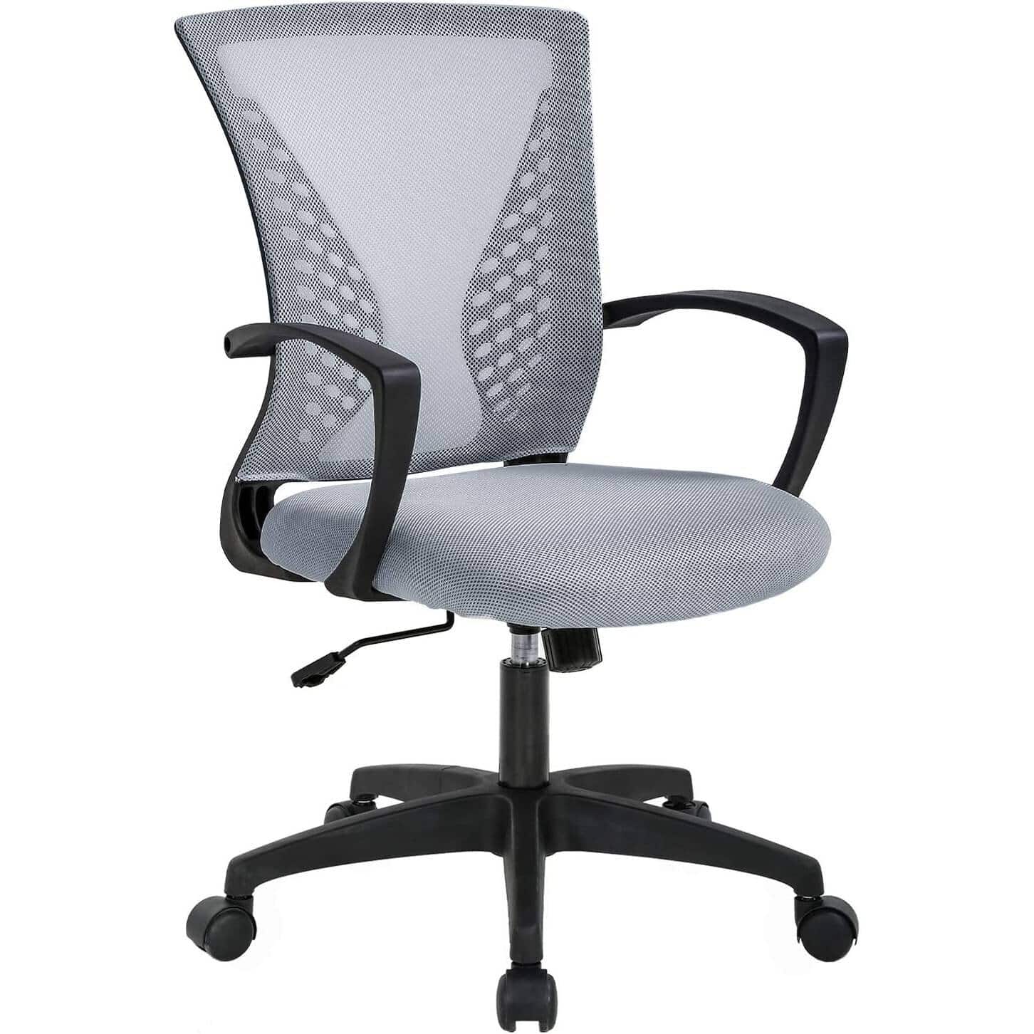 Gray Ergonomic Mid-Back Mesh Office Chair with Armrests 2 Gray Ergonomic Mid-Back Mesh Office Chair with Armrests - Image 2