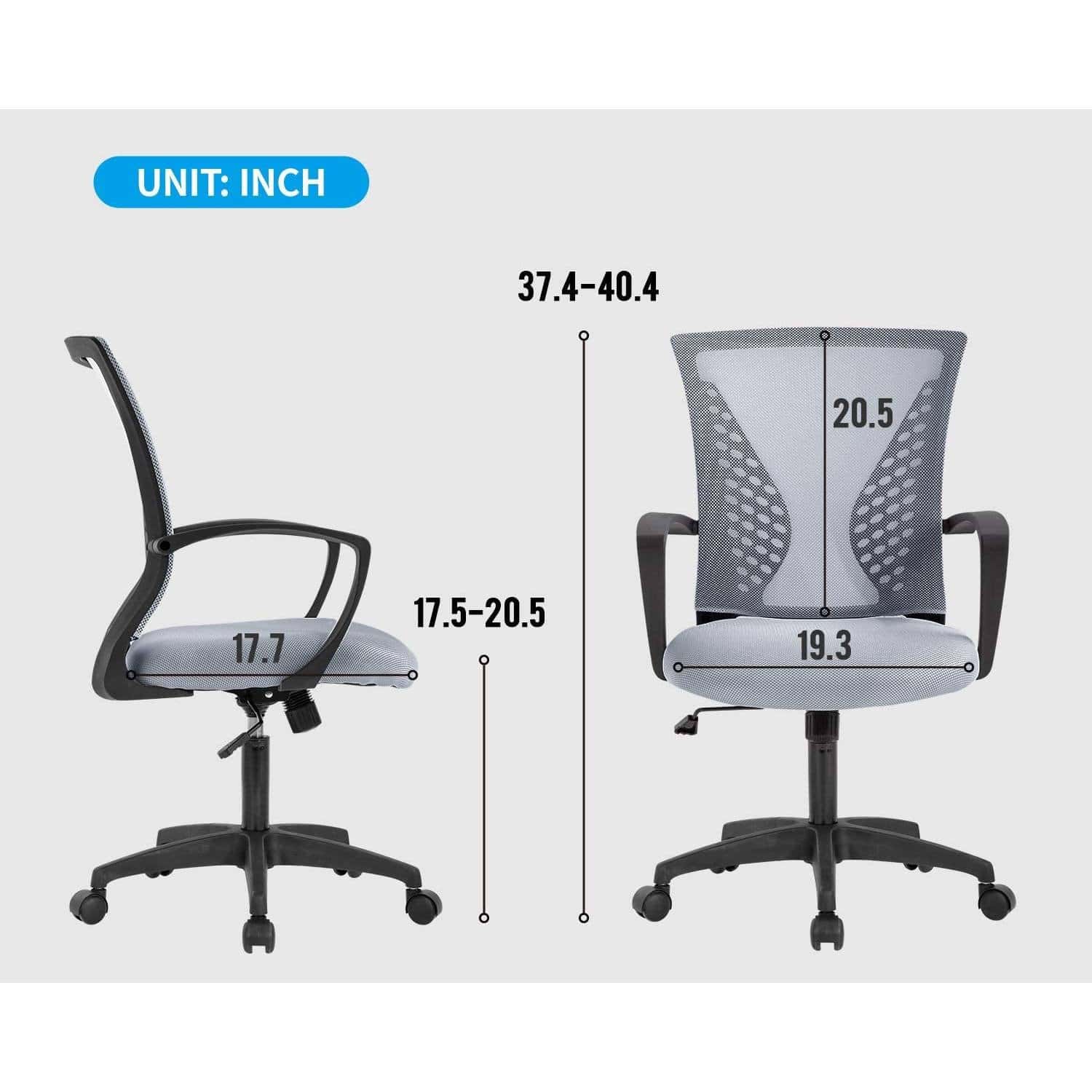 Gray Ergonomic Mid-Back Mesh Office Chair with Armrests 4 Gray Ergonomic Mid-Back Mesh Office Chair with Armrests - Image 4