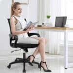 Black Ergonomic Mid-Back Mesh Office Chair with Armrests