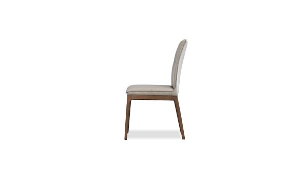 HOLT Taupe Leather Solid Wood Dining Chair 2 2