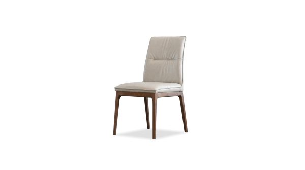 HOLT Taupe Leather Solid Wood Dining Chair 7