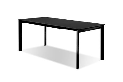 HOST Black Glass Extension Dining Table Black Legs