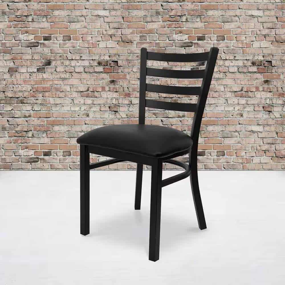 Chestnut Finish Metal Dining Chair with Vinyl Seat (Set of 2) 4 Chestnut Finish Metal Dining Chair with Vinyl Seat (Set of 2) - Image 4
