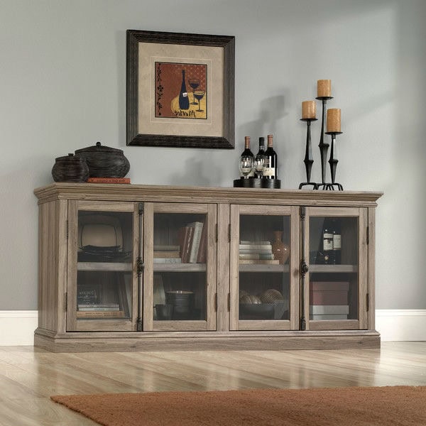 Salt Oak TV Stand with Tempered Glass Doors Holds 80-Inch 3 Salt Oak TV Stand with Tempered Glass Doors Holds 80-Inch - Image 3