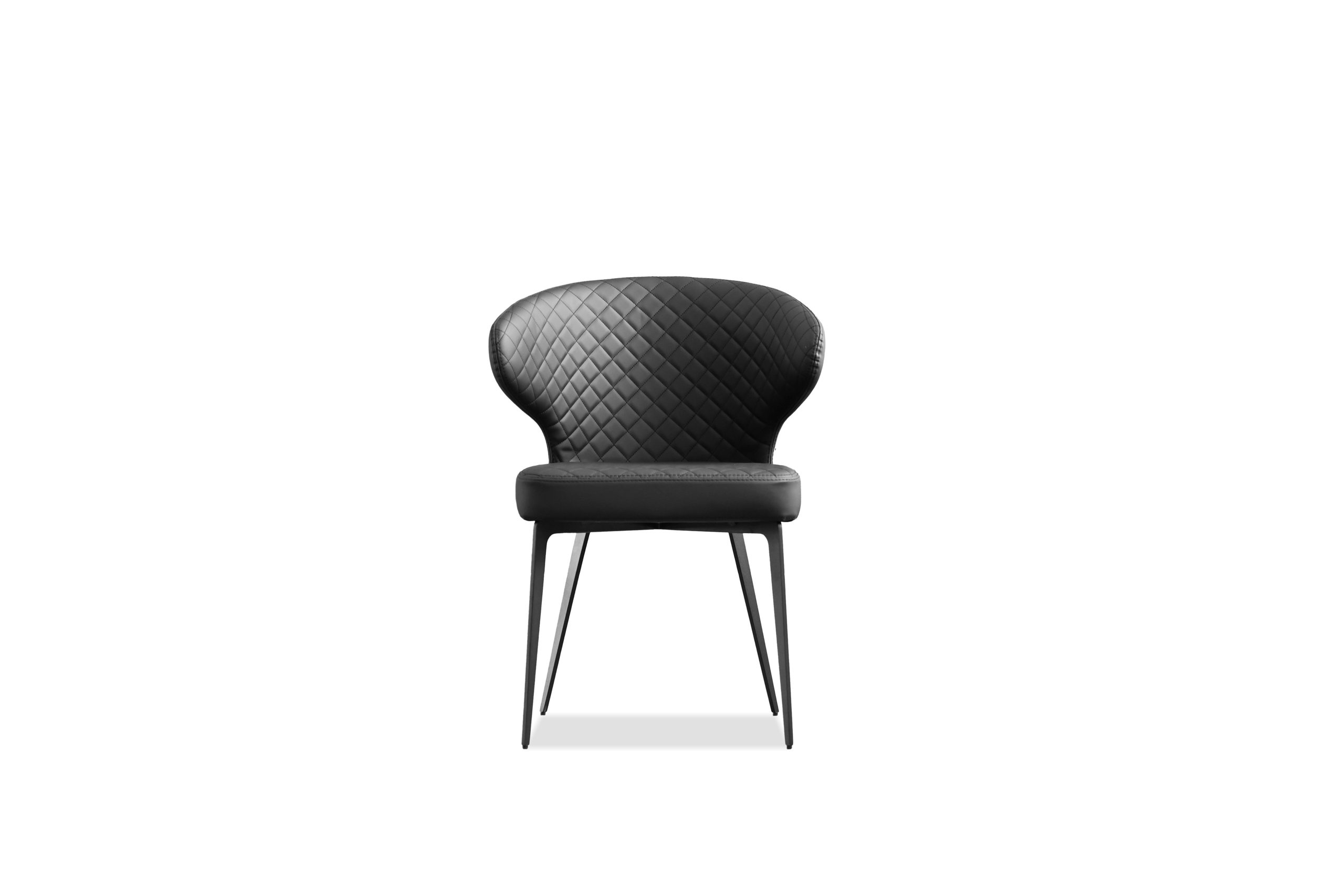 HUG Black Quilted Fabric Dining Armchair, Black Steel 2 HUG Black Quilted Fabric Dining Armchair, Black Steel - Image 2
