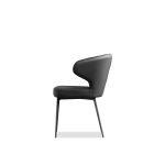 HUG Black Quilted Fabric Dining Armchair, Black Steel 9 HUG Black Quilted Fabric Dining Armchair, Black Steel
