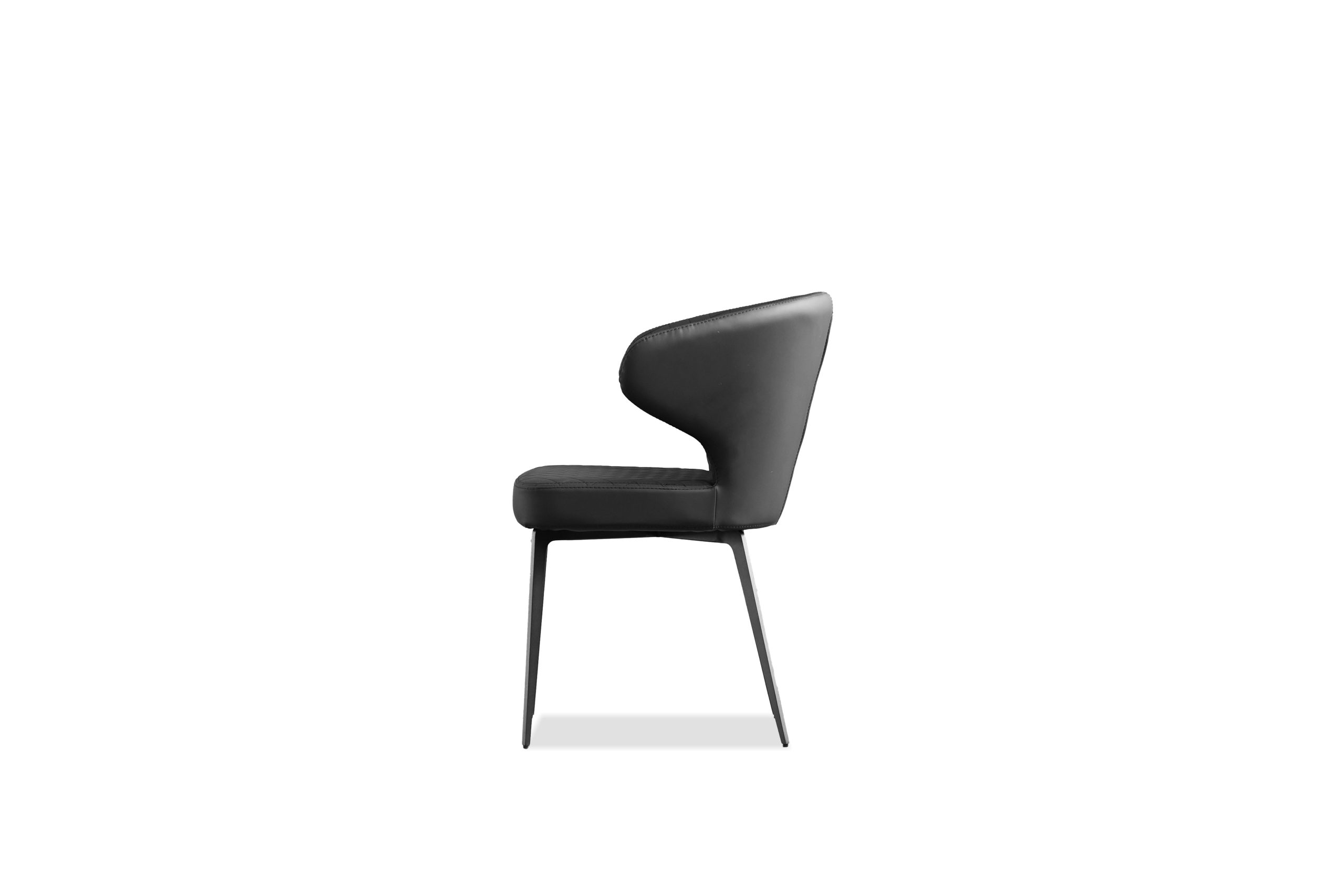 HUG Black Quilted Fabric Dining Armchair, Black Steel 3 HUG Black Quilted Fabric Dining Armchair, Black Steel - Image 3