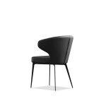 HUG Black Quilted Fabric Dining Armchair, Black Steel 10 HUG Black Quilted Fabric Dining Armchair, Black Steel
