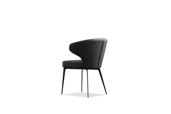 HUG Black Quilted Fabric Dining Armchair Black Steel 3 2