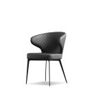 HUG Black Quilted Fabric Dining Armchair, Black Steel 7 HUG Black Quilted Fabric Dining Armchair, Black Steel