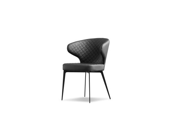HUG Black Quilted Fabric Dining Armchair Black Steel 7