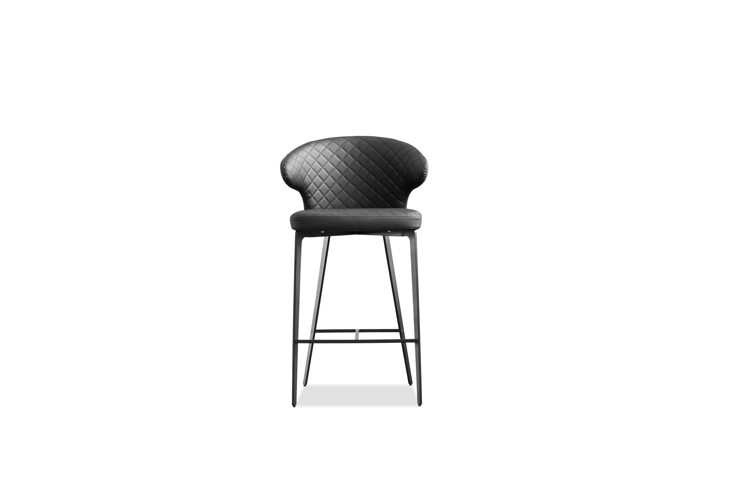 HUG Quilted Black Counter Stool Black Steel Base 2 HUG Quilted Black Counter Stool Black Steel Base - Image 2