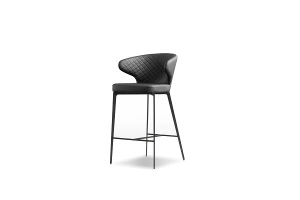 HUG Quilted Black Counter Stool Black Steel Base 7