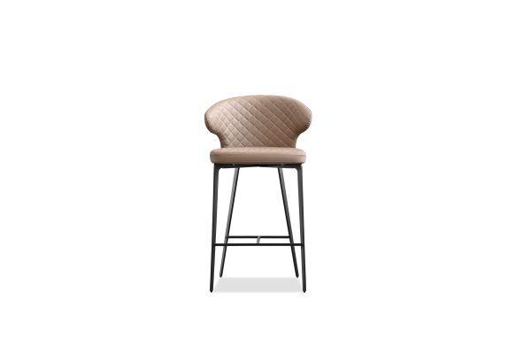 HUG Russet Brown Quilted Counter Stool Black Steel Base 1 2