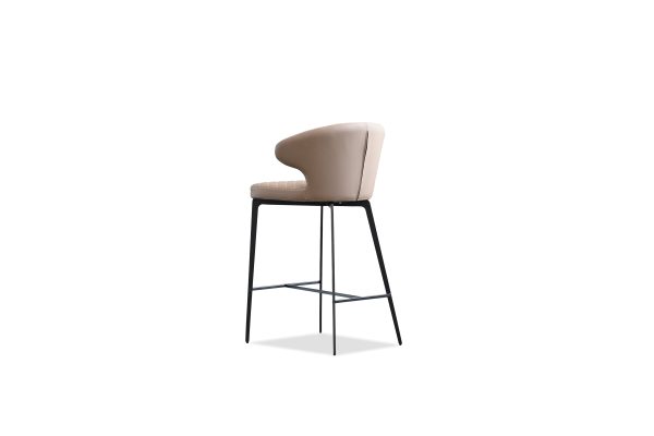 HUG Russet Brown Quilted Counter Stool Black Steel Base 3 2