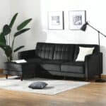 Reversible L-Shaped Sectional Sleeper Sofa Black Velvet Mid-Century Style 7 Reversible L-Shaped Sectional Sleeper Sofa Black Velvet Mid-Century Style