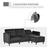 Reversible L-Shaped Sectional Sleeper Sofa Black Velvet Mid-Century Style 8 Reversible L-Shaped Sectional Sleeper Sofa Black Velvet Mid-Century Style