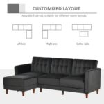 Reversible L-Shaped Sectional Sleeper Sofa Black Velvet Mid-Century Style 10 Reversible L-Shaped Sectional Sleeper Sofa Black Velvet Mid-Century Style