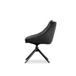 HURACAN Leather Fabric Swivel Dining Chair Black Steel